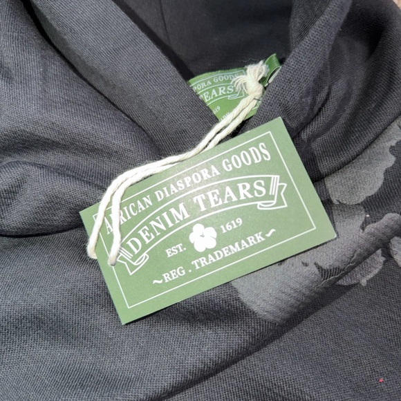 Denim Tears Cotton Wreath Hoodie Black Monochrome NEW SIZE S - Picture 5 of 9